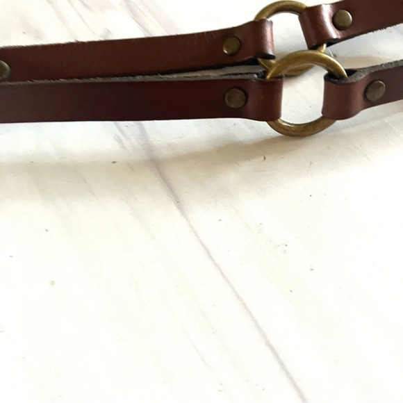 Vintage Y2K Old Navy Leather and Chain Belt S M‎ L - Picture 3 of 5